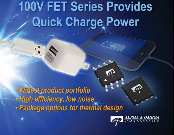 美国万代AOS推出100V同步整流MOSFET,供USB PD完美解决方案