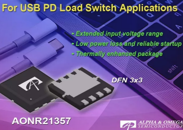 AOS最新推出用于USB PD负载开关的P沟道MOS管