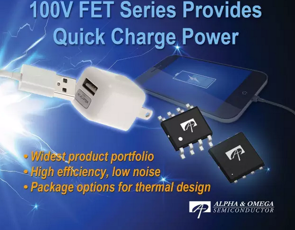 美国万代AOS推出100V同步整流MOSFET,供USB PD完美解决方案